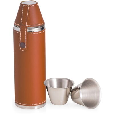Bey-Berk 3pc 10oz Leather Flask Set with Two Cups NoColor NoSize Bey-Berk 3pc 10oz Leather Flask Set with Two Cups NoColor NoSize