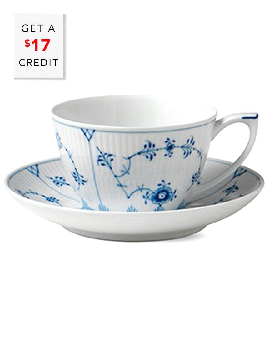 Royal Copenhagen Fluted Plain Tea Cup & Saucer with $17 Credit NoColor NoSize