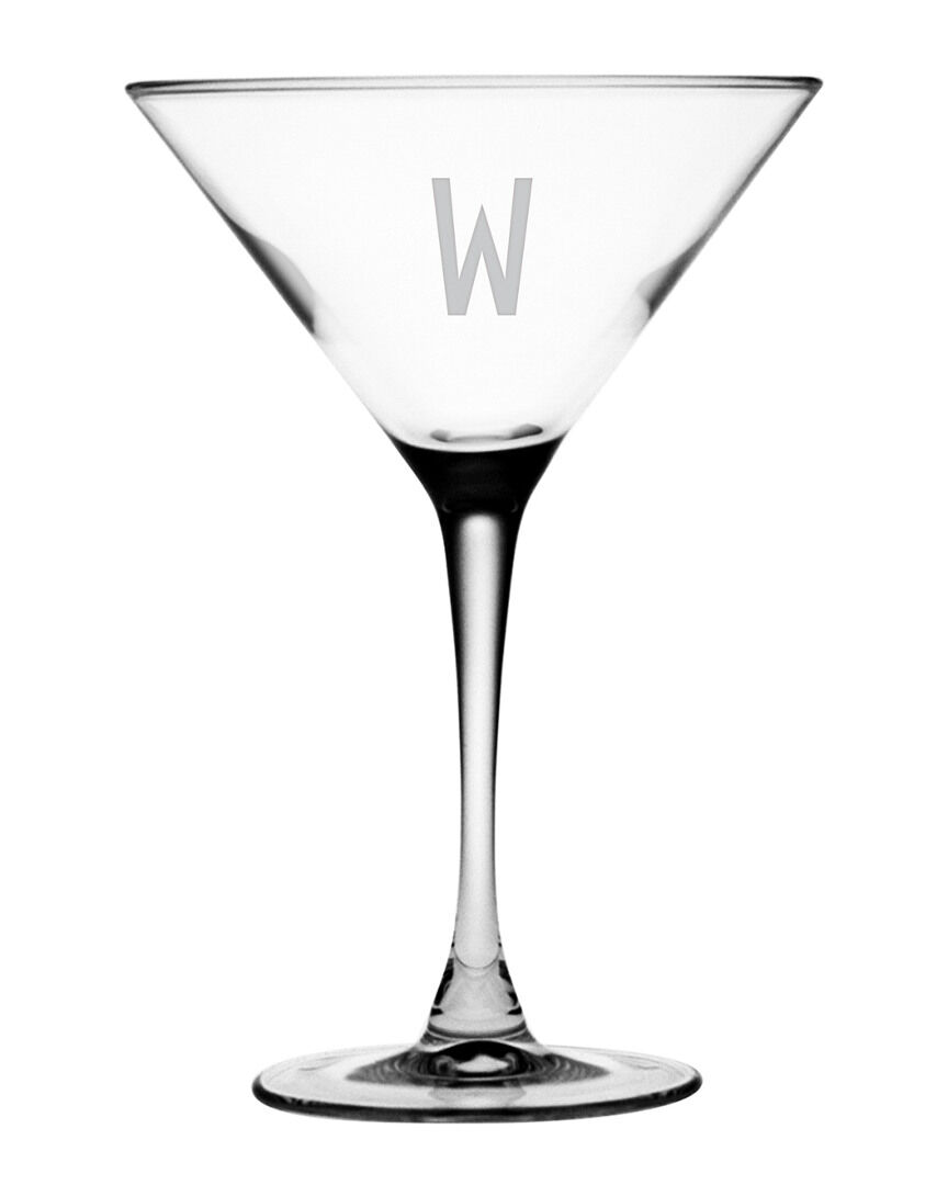 Susquehanna Glass Monogrammed Set of Four 7.5oz Martini Glasses, (A-Z) NoColor M