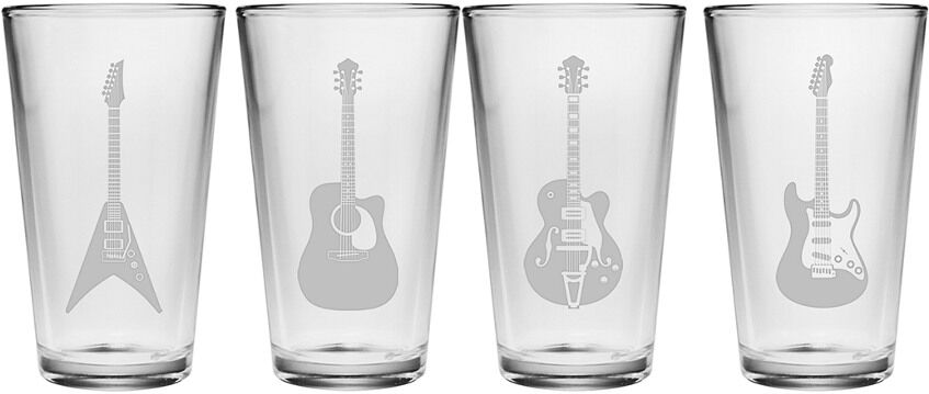 Susquehanna Glass Set of Four Guitars Pint Glasses NoColor NoSize