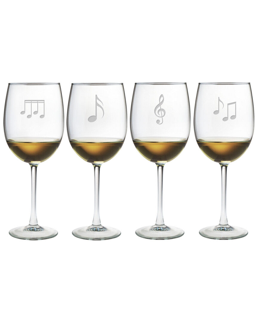 Susquehanna Glass "Musical Notes" Set of 4 Wine Glasses NoColor NoSize
