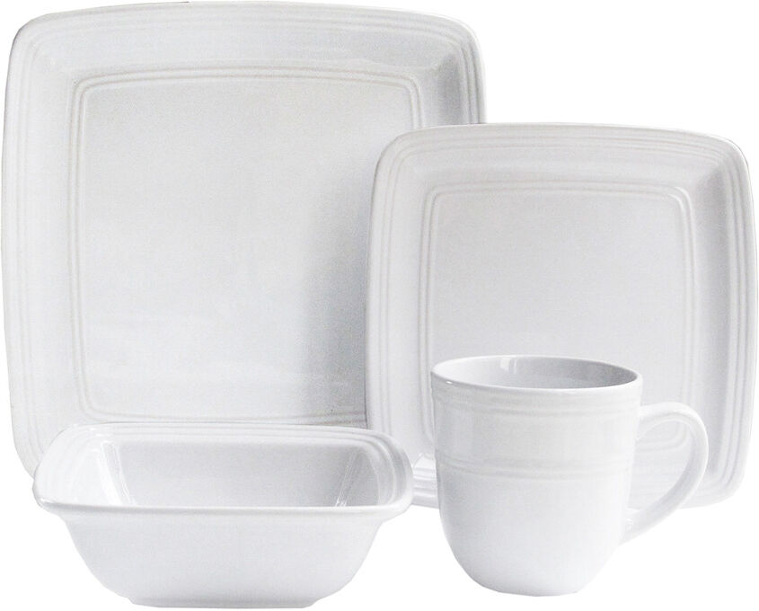 American Atelier Madelyn White Square 16pc Dinnerware Set NoColor NoSize