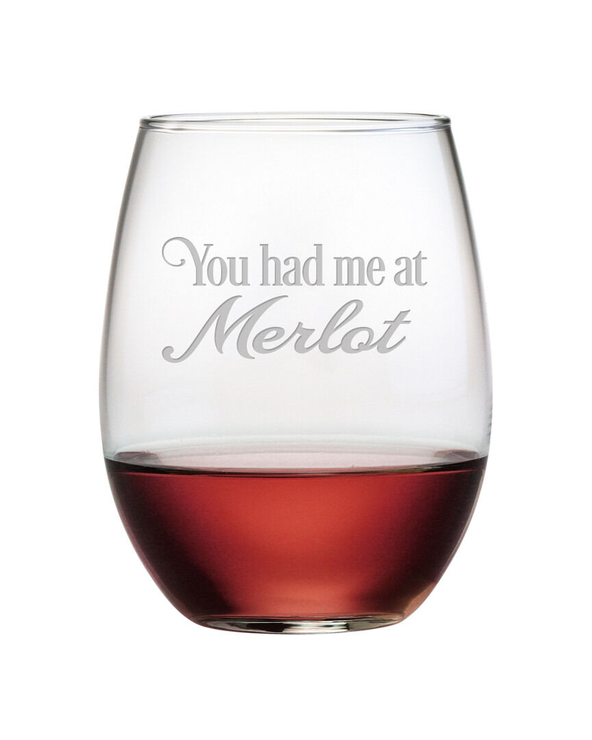susquehanna You Had Me at Merlot Set of Four 21oz Stemless Wine Glasses NoColor NoSize