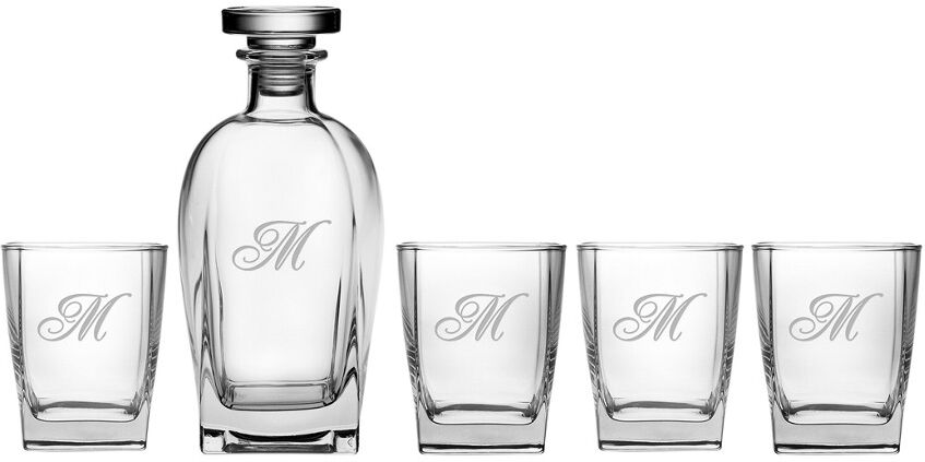 Susquehanna Glass Monogrammed 5pc Champlain Luigi Bormioli Rossini Set, (A-Z) NoColor M