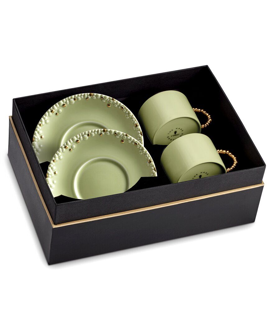 L'Objet Haas Mojave Matcha Gold 2pc Tea Cup & Saucer Set NoColor NoSize