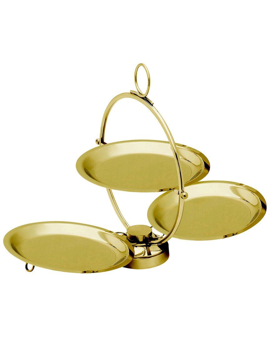 Godinger Round Gold Foldable Tiered Serving Stand Gold NoSize