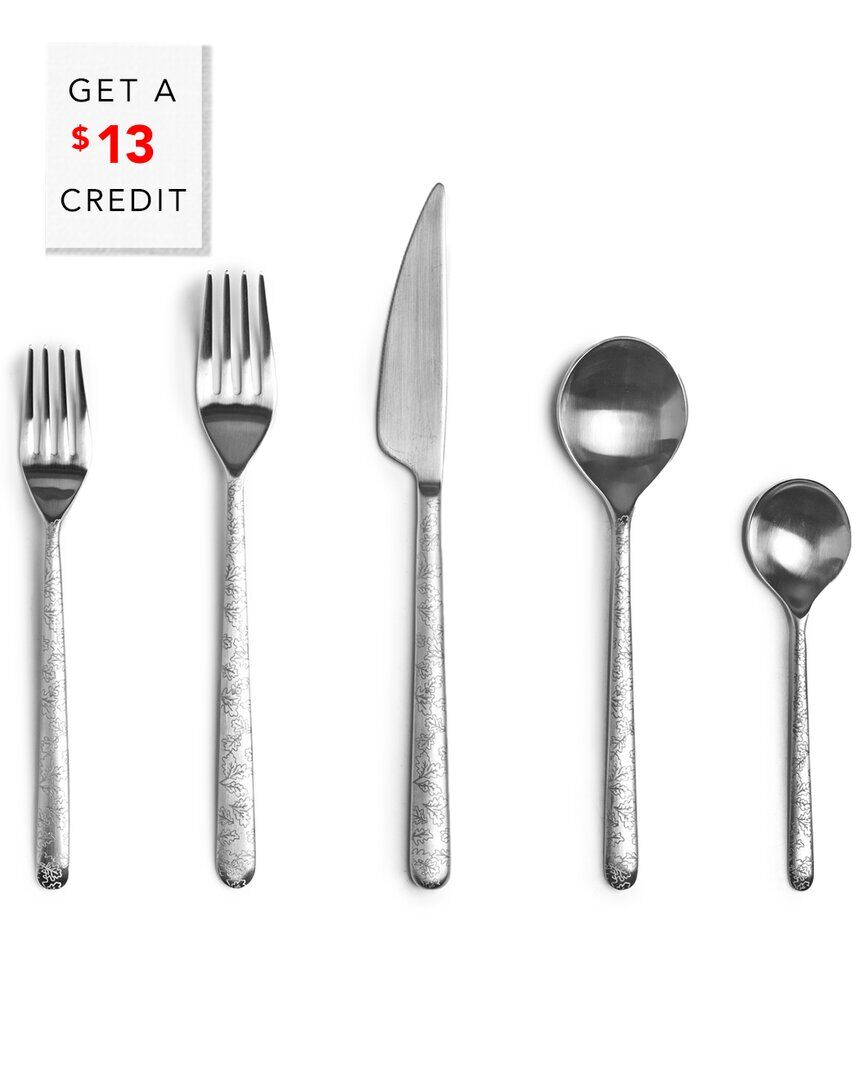 Mepra Lina Leaves 5Pc Cutlery Set with $13 Credit Silver NoSize