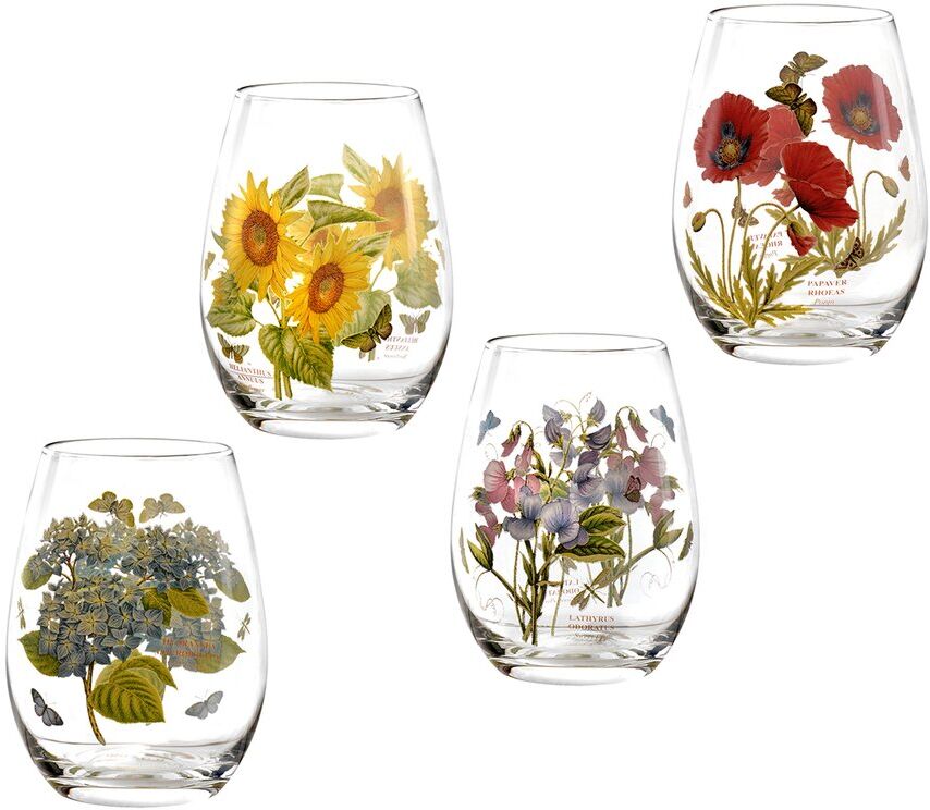 Portmeirion Set of 4 Botanic Garden Stemless Wine Glasses NoColor NoSize