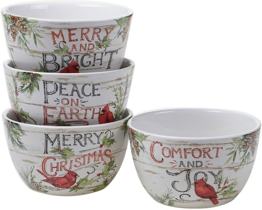 Certified International Evergreen Christmas Ice Cream Bowls (Set of 4) NoColor NoSize