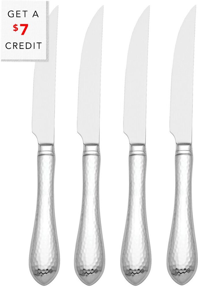 Reed and Barton Hammered Antique 4Pc Steak Knife Set Metallic NoSize