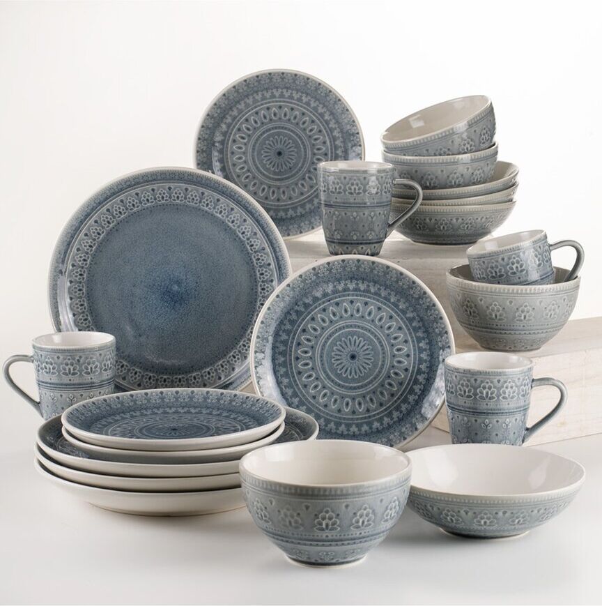 Euro Ceramica Fez 20pc Dinnerware Set Grey NoSize