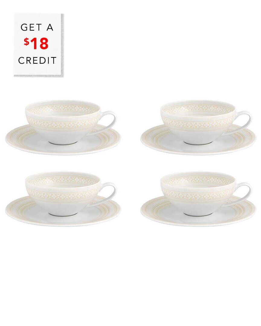 Vista Alegre Ivory Tea Cup And Saucers (Set Of 4) with $18 Credit Ivory NoSize