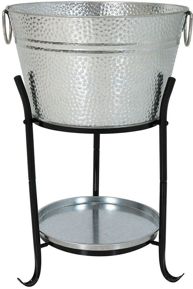 Sunnydaze Ice Bucket Drink Cooler With Stand And Tray Silver NoSize