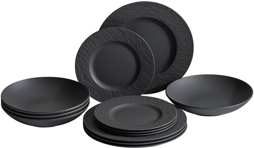 Villeroy & Boch Manufacture Rock 12pc Dinnerware Set Black NoSize