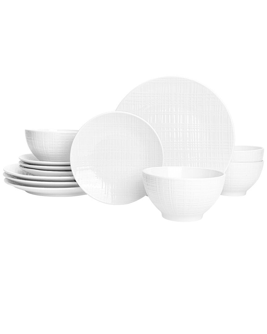 Godinger Freemont Porcelain 12pc Dinnerware Set, Service For 4 White NoSize