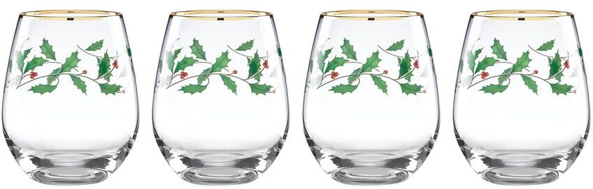 Lenox Holiday 4pc Stemless Wine Glasses Multicolor NoSize