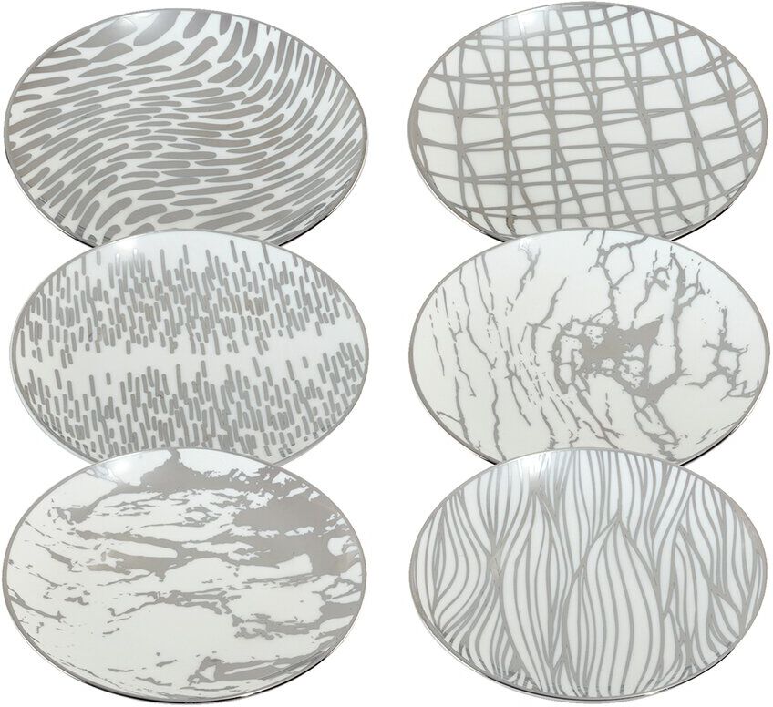 Certified International Matrix Silver Plated Canape Plates (Set of 6) NoColor NoSize