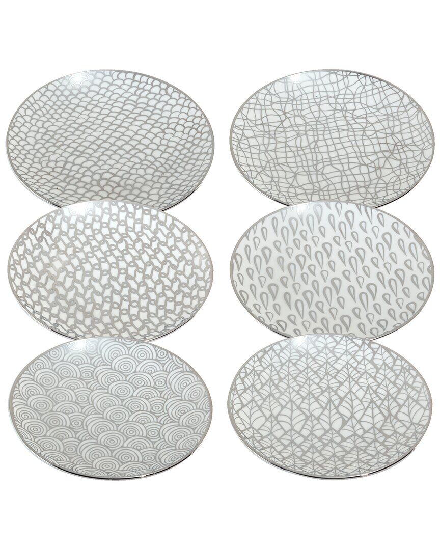 Certified International Mosaic Silver Plated Canape Plates (Set of 6) NoColor NoSize