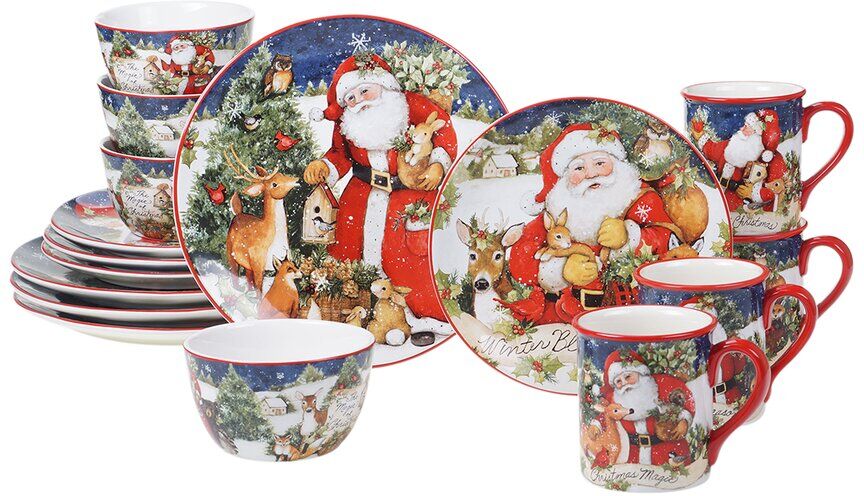 Certified International Magic of Christmas Santa 16pc Dinnerware Set NoColor NoSize