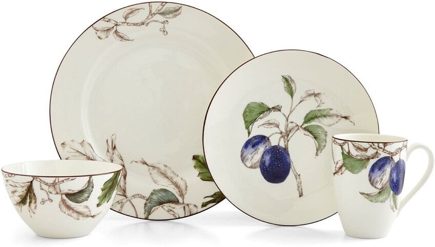 Portmeirion Nature's Bounty Plum 4Pc Place Setting White NoSize