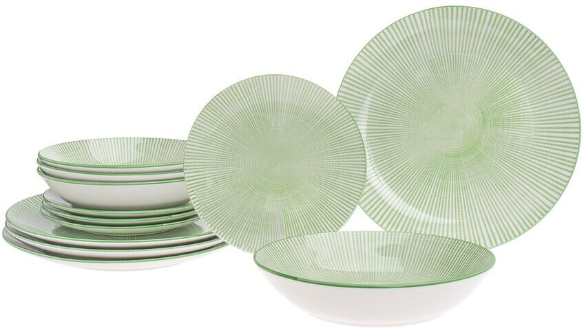 Godinger Laura Green Porcelain 12Pc Dinnerware Set Green NoSize