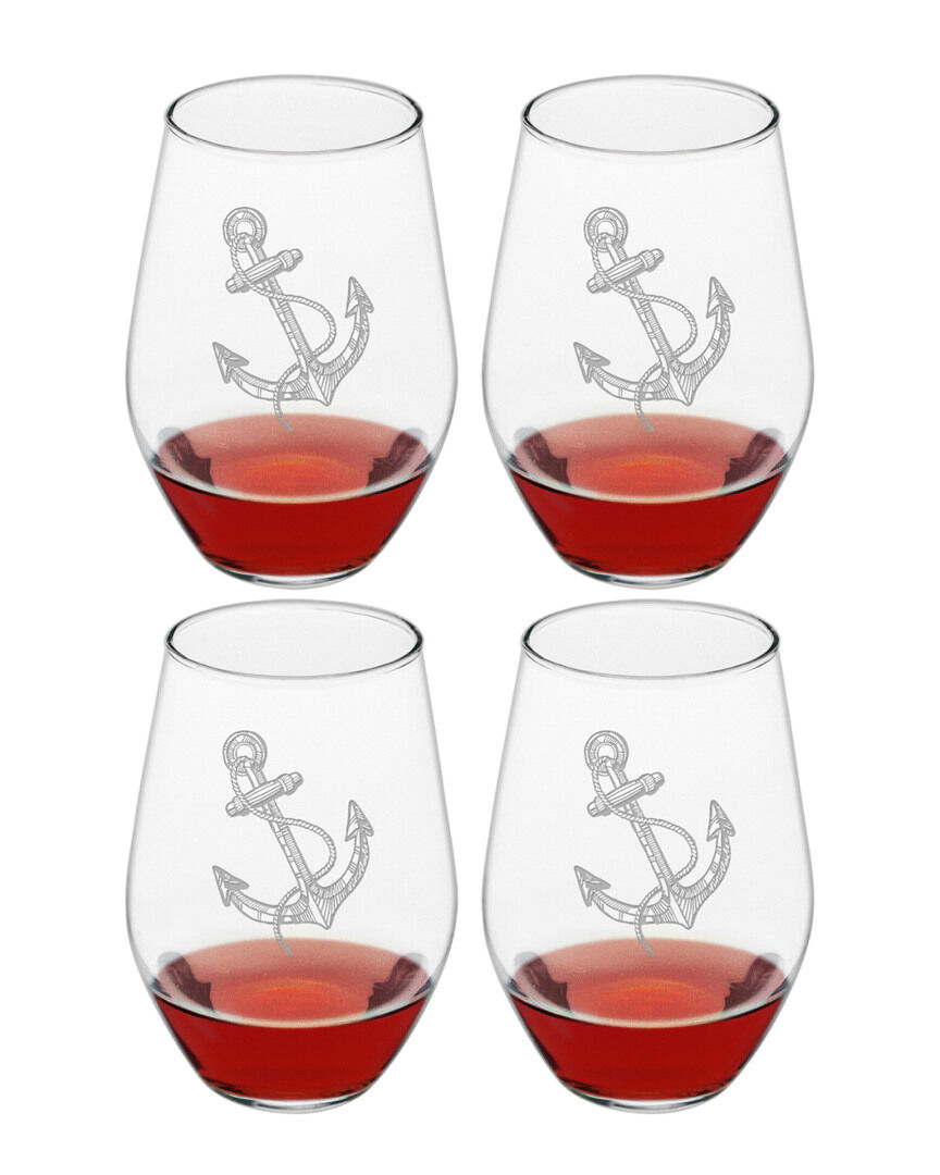 Susquehanna Glass Set of 4 Vintage Anchor Stemless Wine Glasses NoColor NoSize