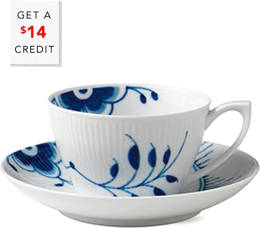 Royal Copenhagen Blue Fluted Mega Tea Cup & Saucer with $14 Credit NoColor NoSize