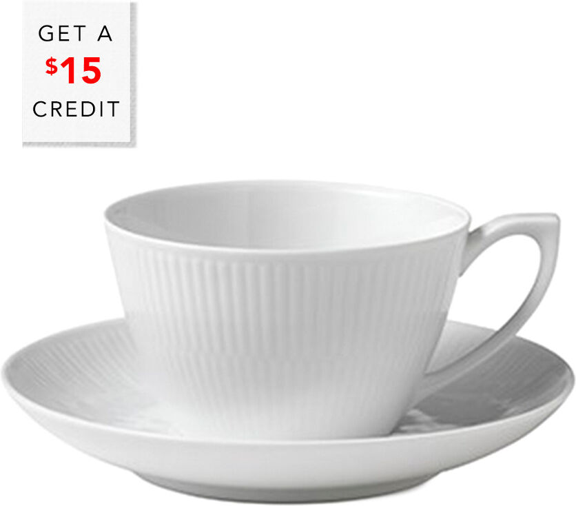 Royal Copenhagen White Fluted Tea Cup & Saucer with $15 Credit NoColor NoSize