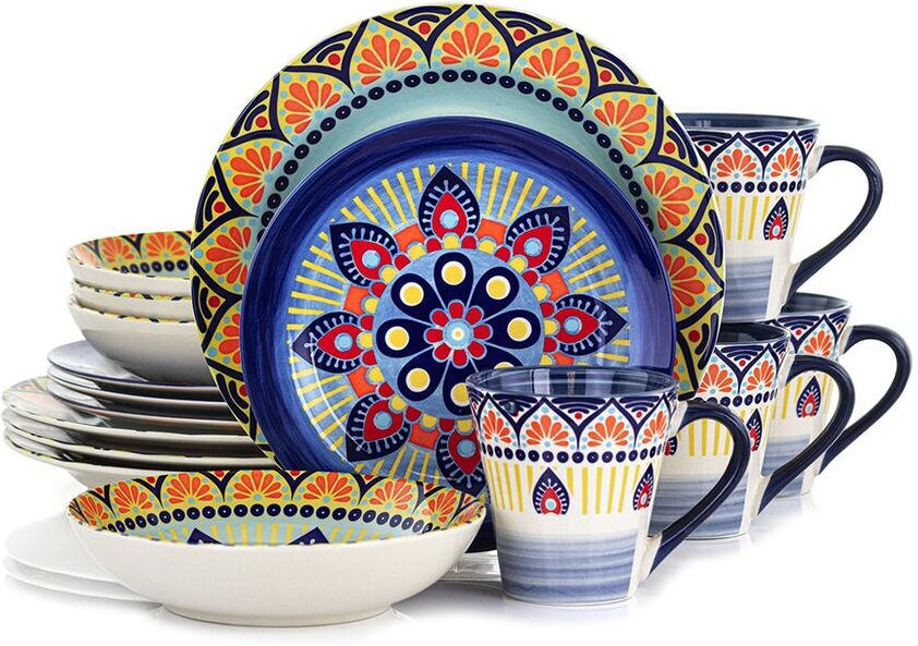 Elama Zen Mozaik 16pc 3-Tier Stoneware Dinnerware Set NoColor NoSize