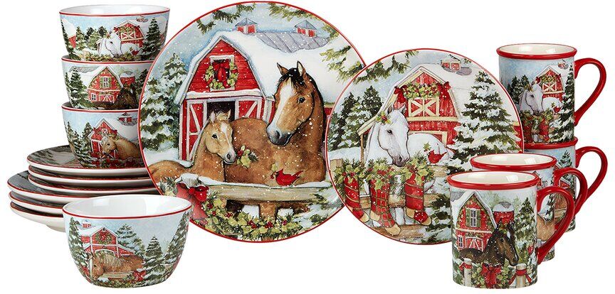 Certified International Homestead Christmas 16pc Dinnerware Set Multi NoSize