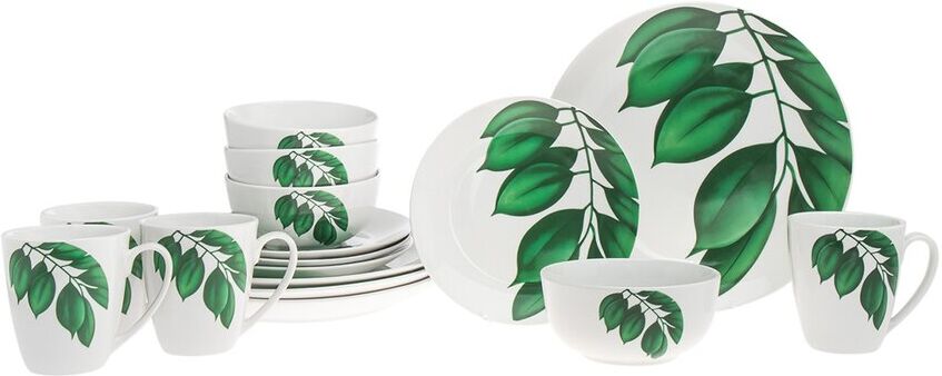 Godinger Palma 16Pc Porcelain Dinnerware Set Green NoSize