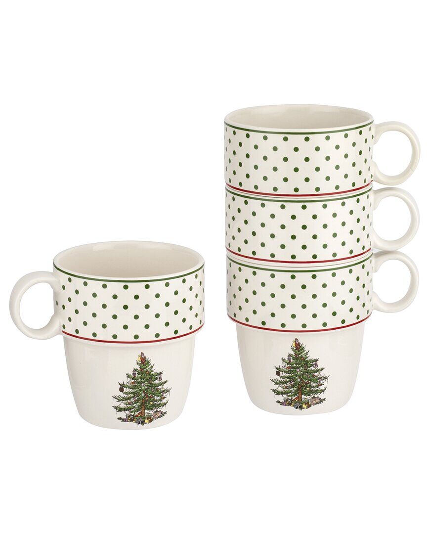 Spode Set of 4 Christmas Tree Stackable Mugs NoColor NoSize