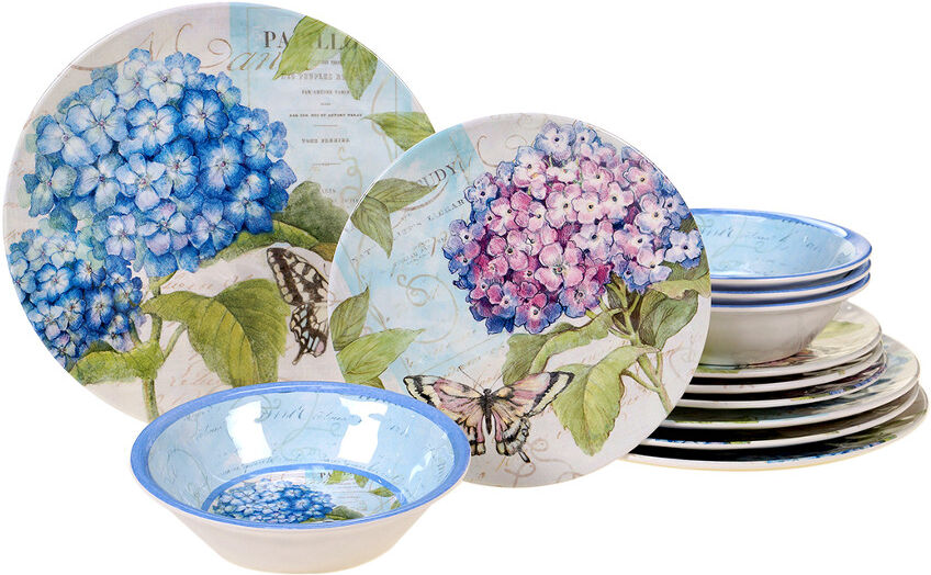 Certified International Melamine Hydrangea Garden 12pc Dinnerware Set NoColor NoSize