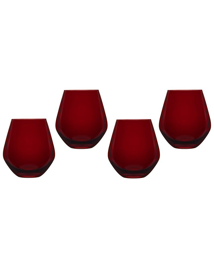 Godinger Meridian Stemless Red Wine Glasses (Set Of 4) Red NoSize