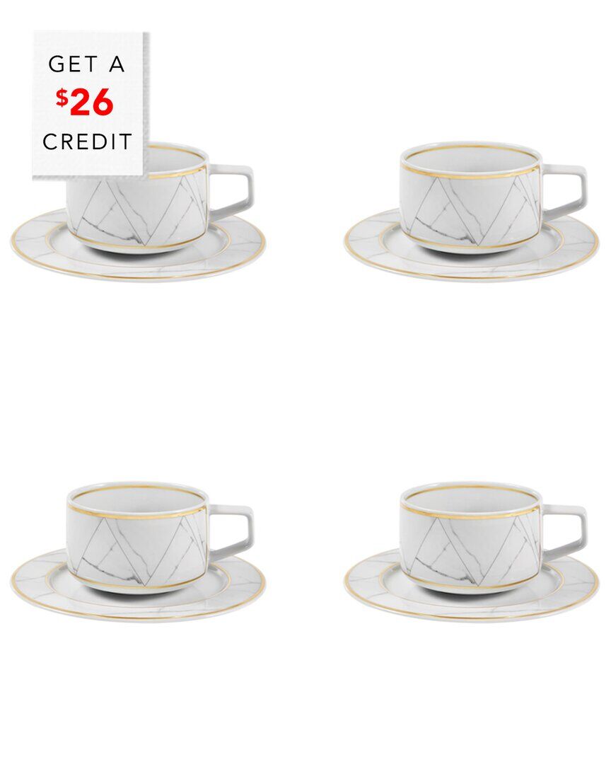 Vista Alegre Carrara Tea Cup And Saucers (Set Of 4) with $26 Credit Black NoSize