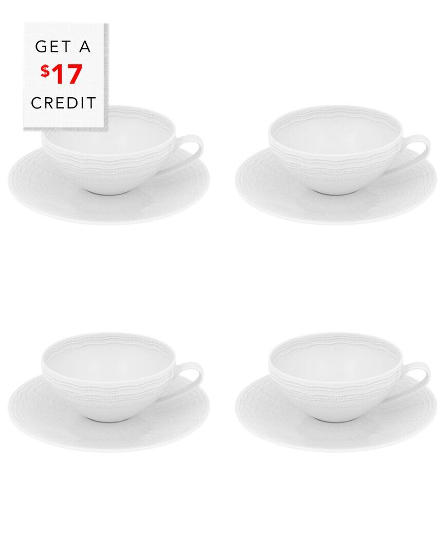 Vista Alegre Mar Tea Cup And Saucers (Set Of 4) with $17 Credit White NoSize