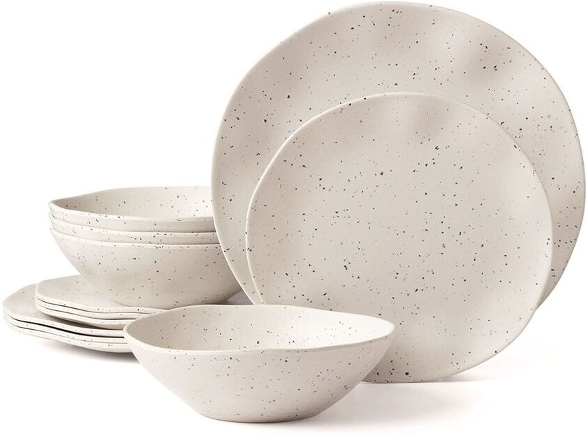 Oneida Terrazzo Cream Melamine 12pc Dinnerware Set White NoSize