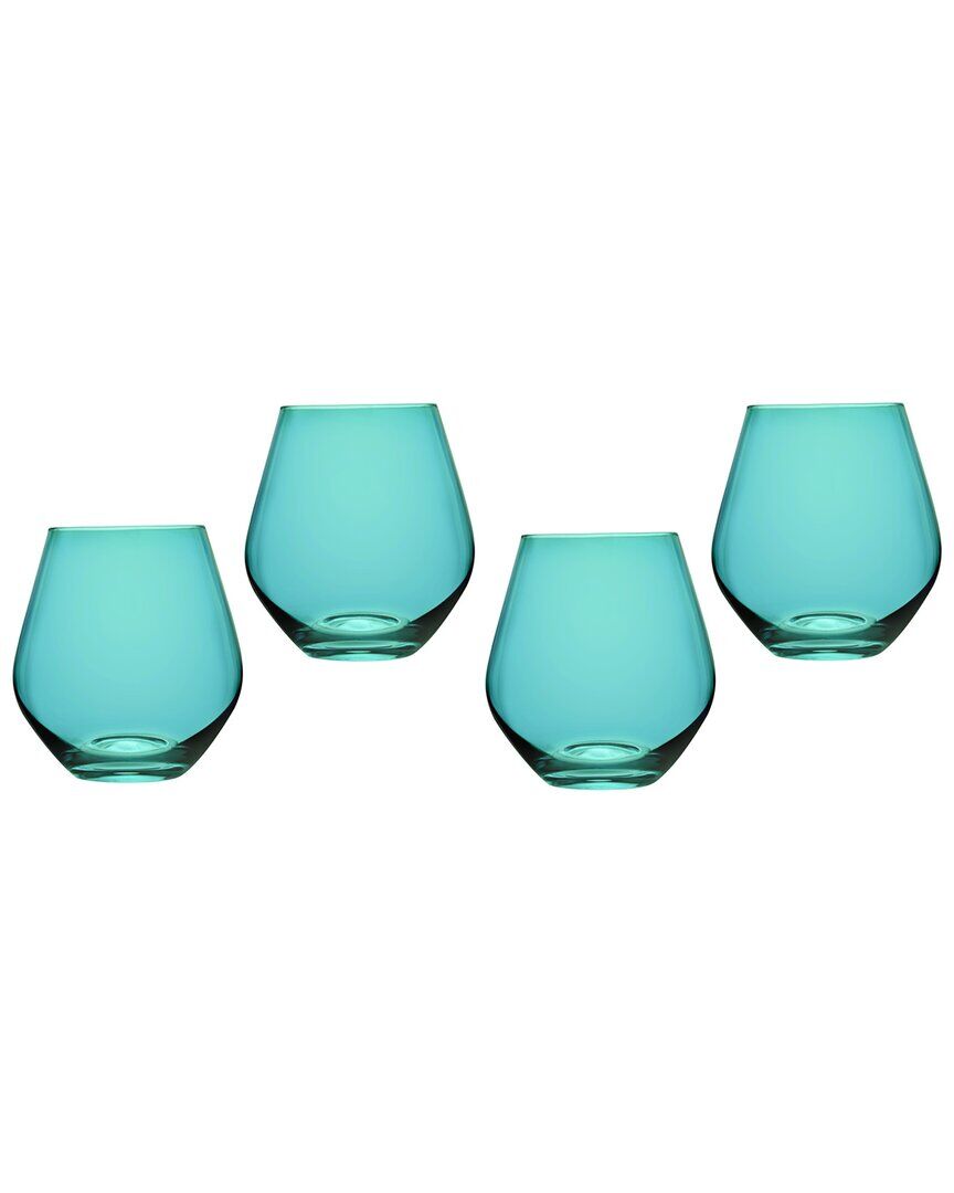 Godinger Meridian Stemless Teal Wine Glasses (Set Of 4) Teal NoSize