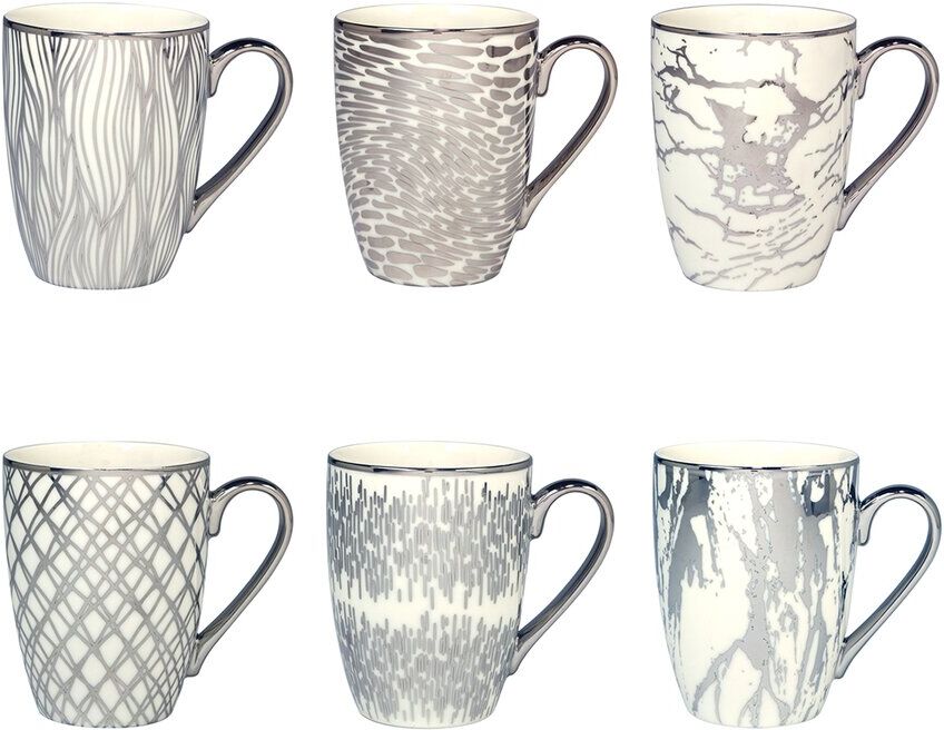 Certified International Matrix Silver Plated Tapered Mugs (Set of 6) NoColor NoSize