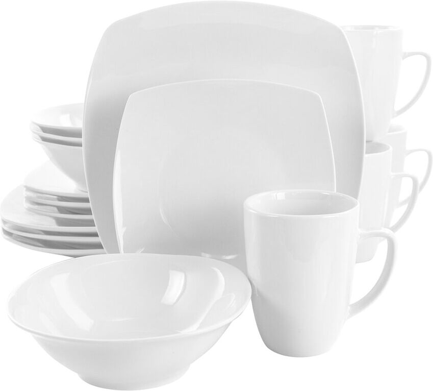 Elama Bishop 16pc Soft Square Porcelain Dinnerware Set NoColor NoSize