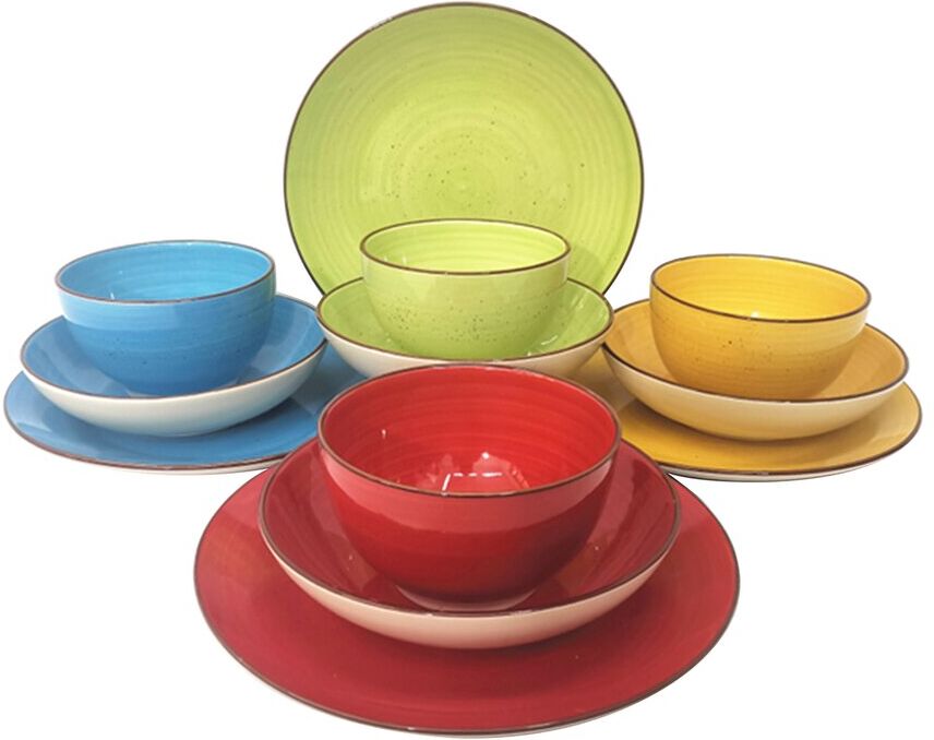 Elama Mason 12pc Double Bowl Stoneware Dinnerware Set NoColor NoSize