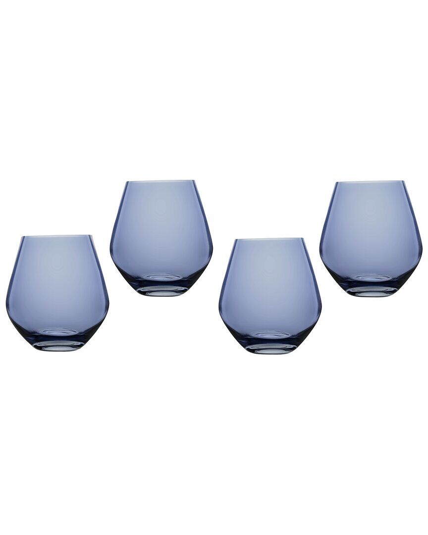 Godinger Meridian Stemless Blue Wine Glasses (Set Of 4) Blue NoSize