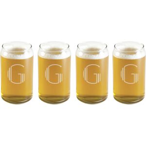Susquehanna Glass Monogrammed Set of Four Hudson Beer Can Glasses, (A-Z) NoColor f