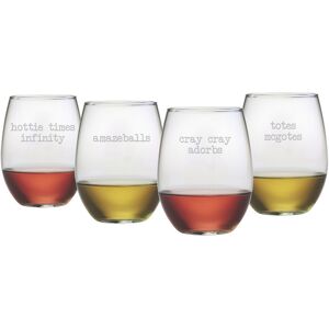 Susquehanna Glass Girl Talk Set of Four 21oz Stemless Wine Glasses NoColor NoSize