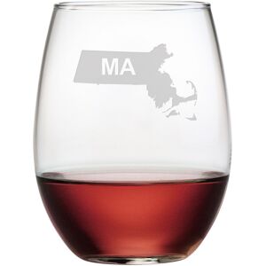 Susquehanna Glass "State" Set of 4 Stemless Glasses, (A-Z) NoColor CT
