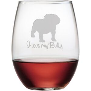 susquehanna I Love My Bully Set of Four 21oz Stemless Wine Glasses NoColor NoSize