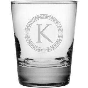 Susquehanna Glass Monogrammed Set of Four 13.25oz Greek Heavy Based Double Old Fashioned Glass Monogrammedes, (A-Z) NoColor r