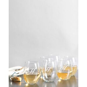 Susquehanna Glass Monogrammed Set of 8 Stemless Wine Glasses, (A-Z) NoColor f