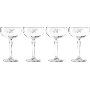 Susquehanna Glass Monogrammed Set of Four Champlain Cocktail Coupes, (A-Z) NoColor v
