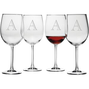 Susquehanna Glass Monogrammed Set of Four Engraver All Purpose Wine Glasses, (A-Z) NoColor x